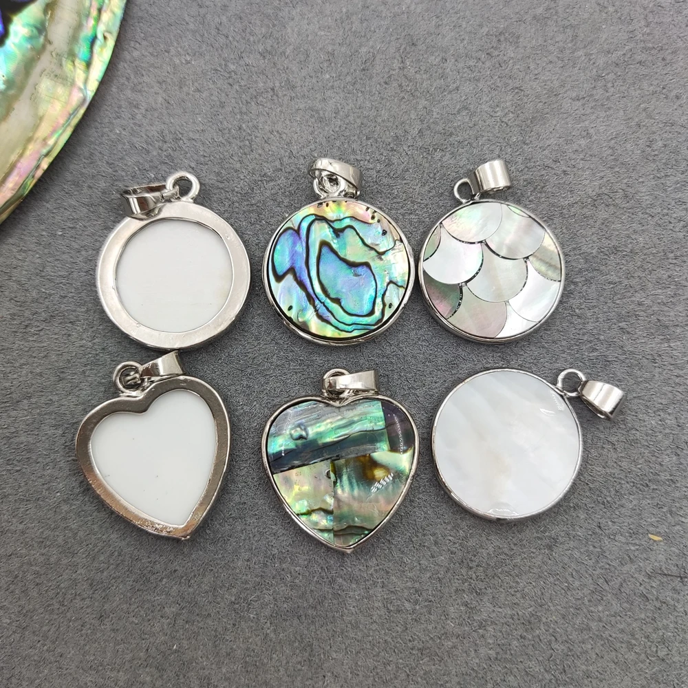 Natural Abalone Shell Black Shell Pendant, Heart Necklace Charm, Seashell Minimalsit Jewelry Supply