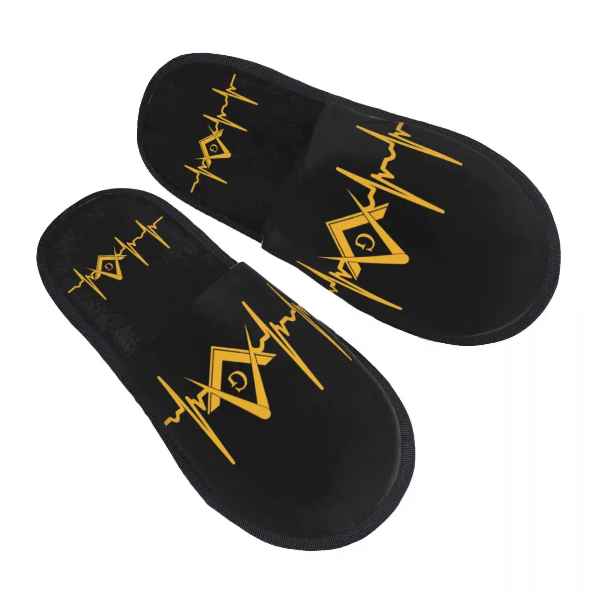 Custom Heartbeat Freemason House Slippers Women Cozy Memory Foam Masonic Mason Slip On Bedroom Slipper Shoes