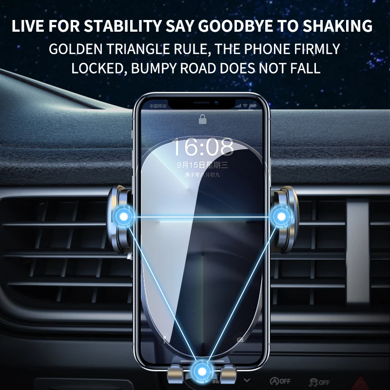 車の携帯電話ホルダー,自動クランプ,iPhoneおよびすべて用のワイヤレス充電器,Android対応,8番目のスマートセンサー,急速充電