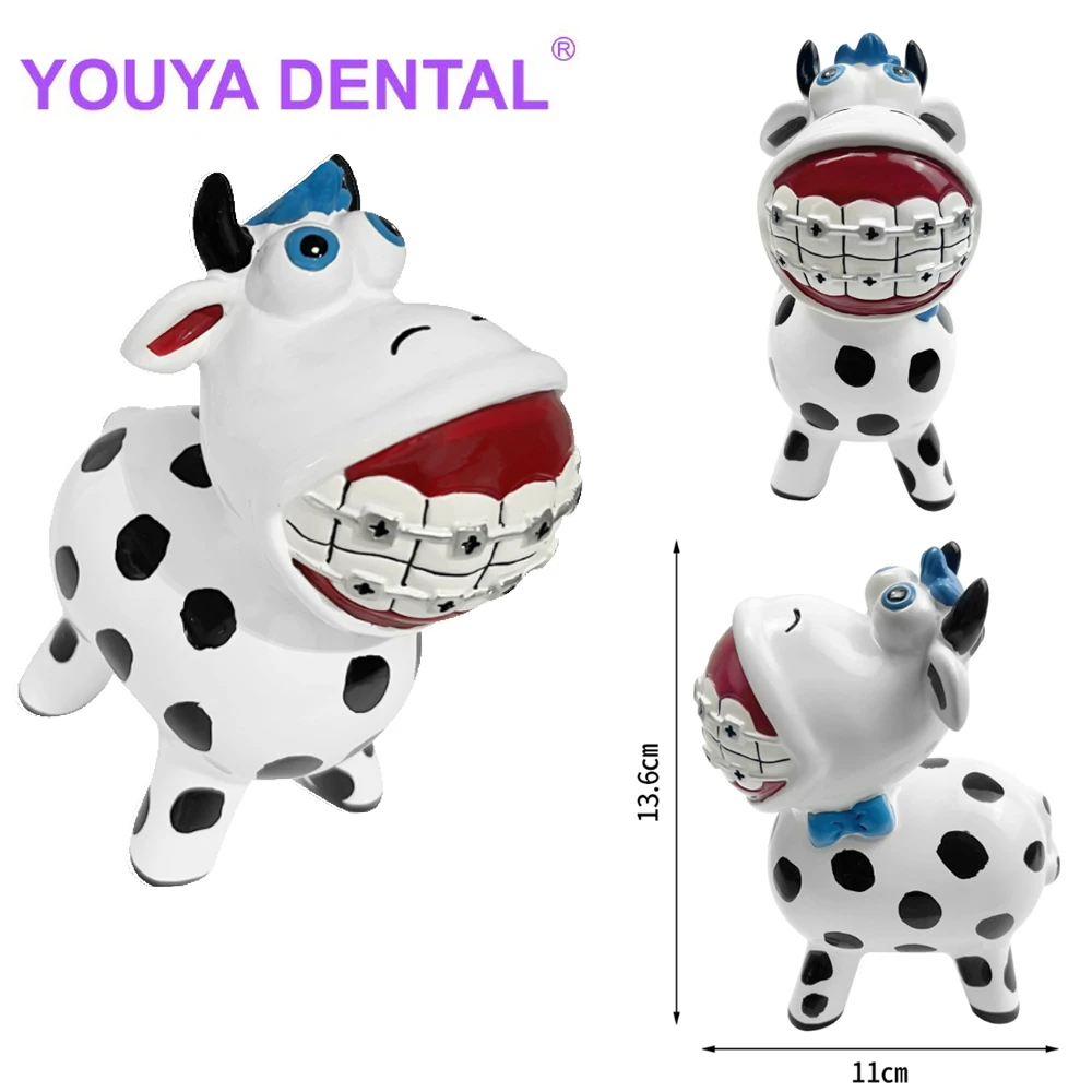 Creative Orthodontic Figurines Animal Sculpture(Cow) Dentistry Orthodontic Teaching Model Dental Clinic Art Decoration Ornaments