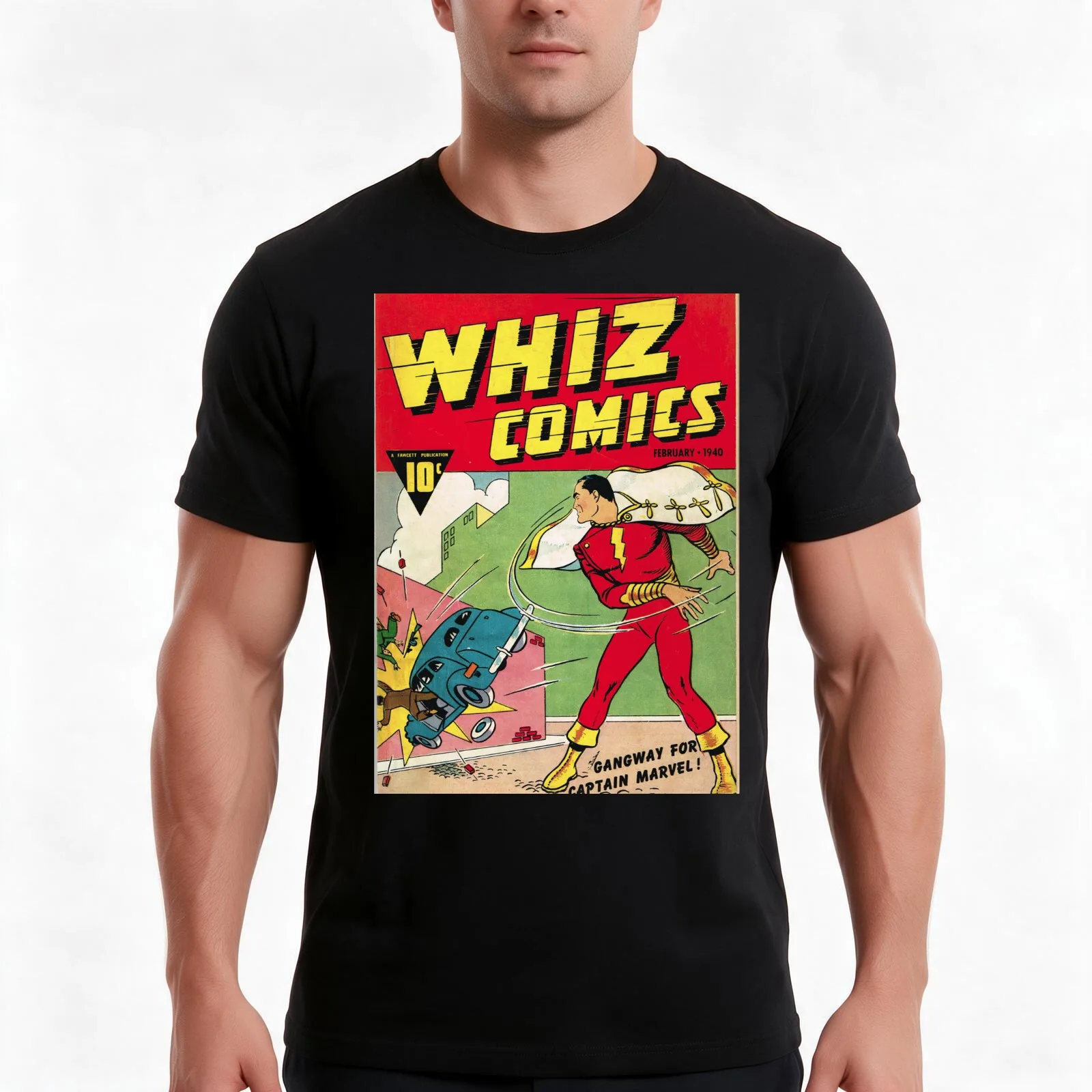 WHIZ Comics #2 Shazam First Appearance T-Shirt, Summer Casual Cotton Tee, Oversized Streetwear Tops, Vintage Graphic Print