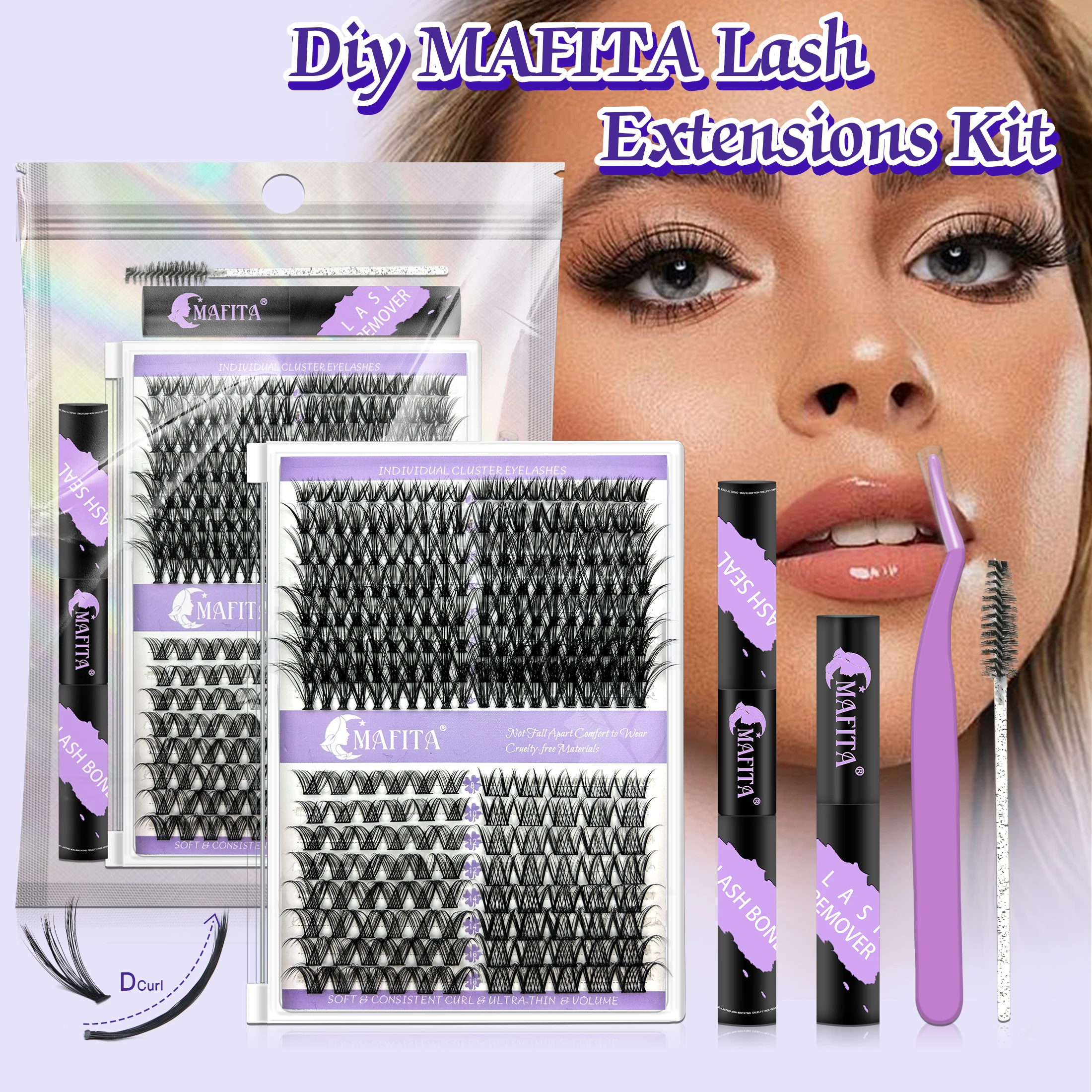 

Four styles of eyelashes to choose from, elegantly packaged in a large capacity gift box, comes with eyelash adhesive and sealin