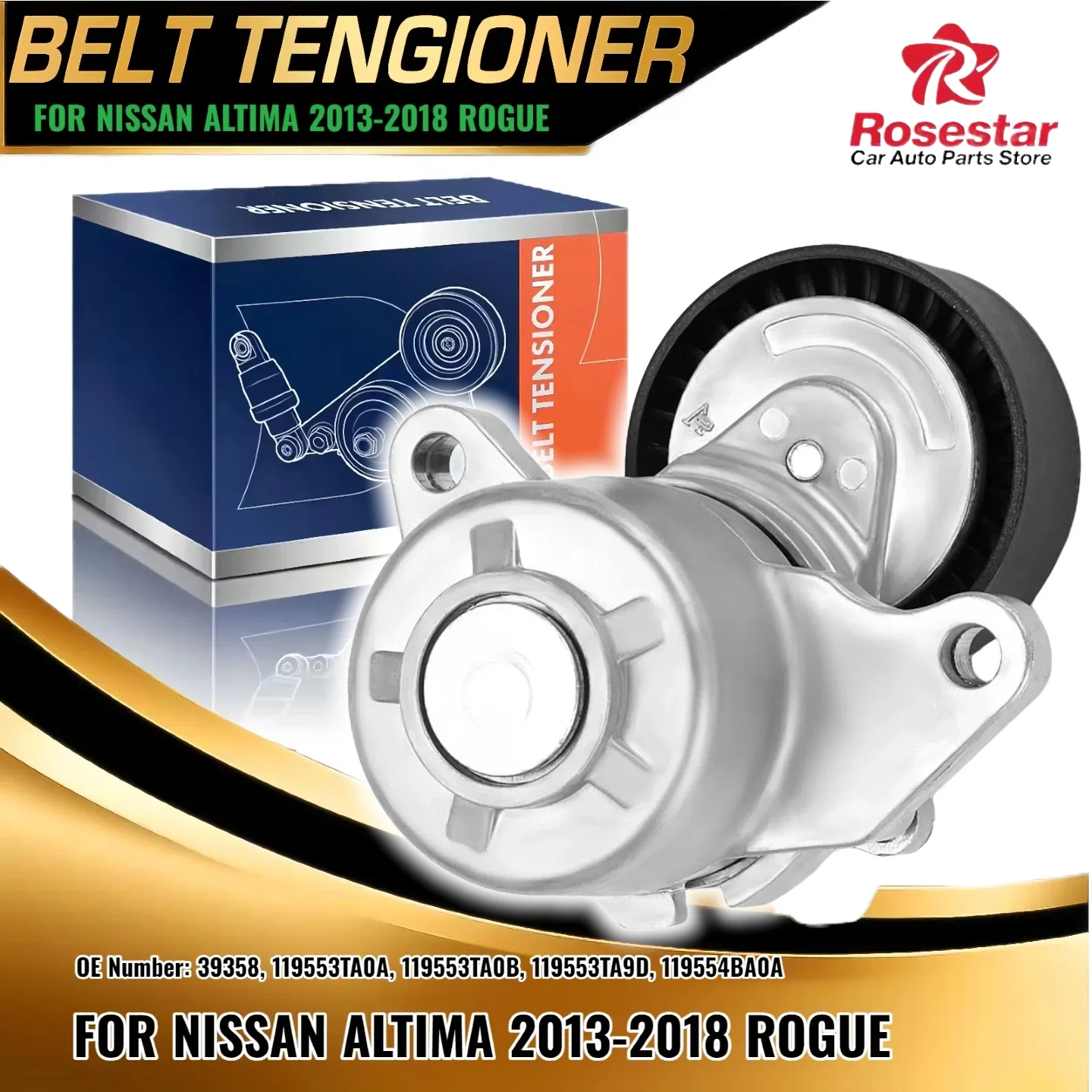 

New Belt Tensioner with Pulley for Nissan Altima 2013-2018 Rogue 2014-2020 2.5L 39358 119553TA0A 119553TA0B 119553TA9D