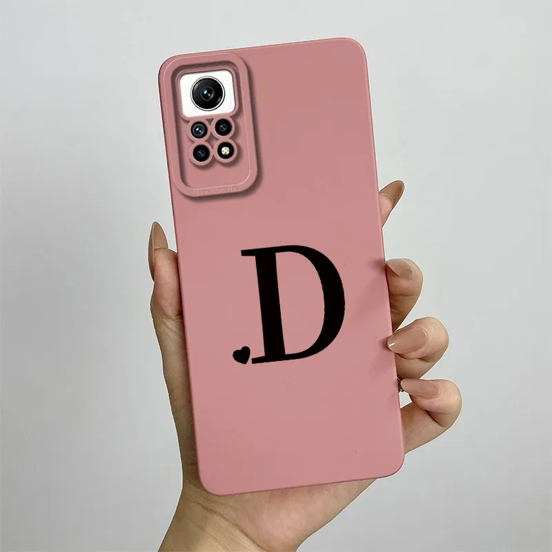 For Xiaomi Redmi Note 12 Pro 4G Case Redmi Note 12 Pro 4G Phone Case 2209116AG Cute Initial Letters Square Shockproof Back Cover