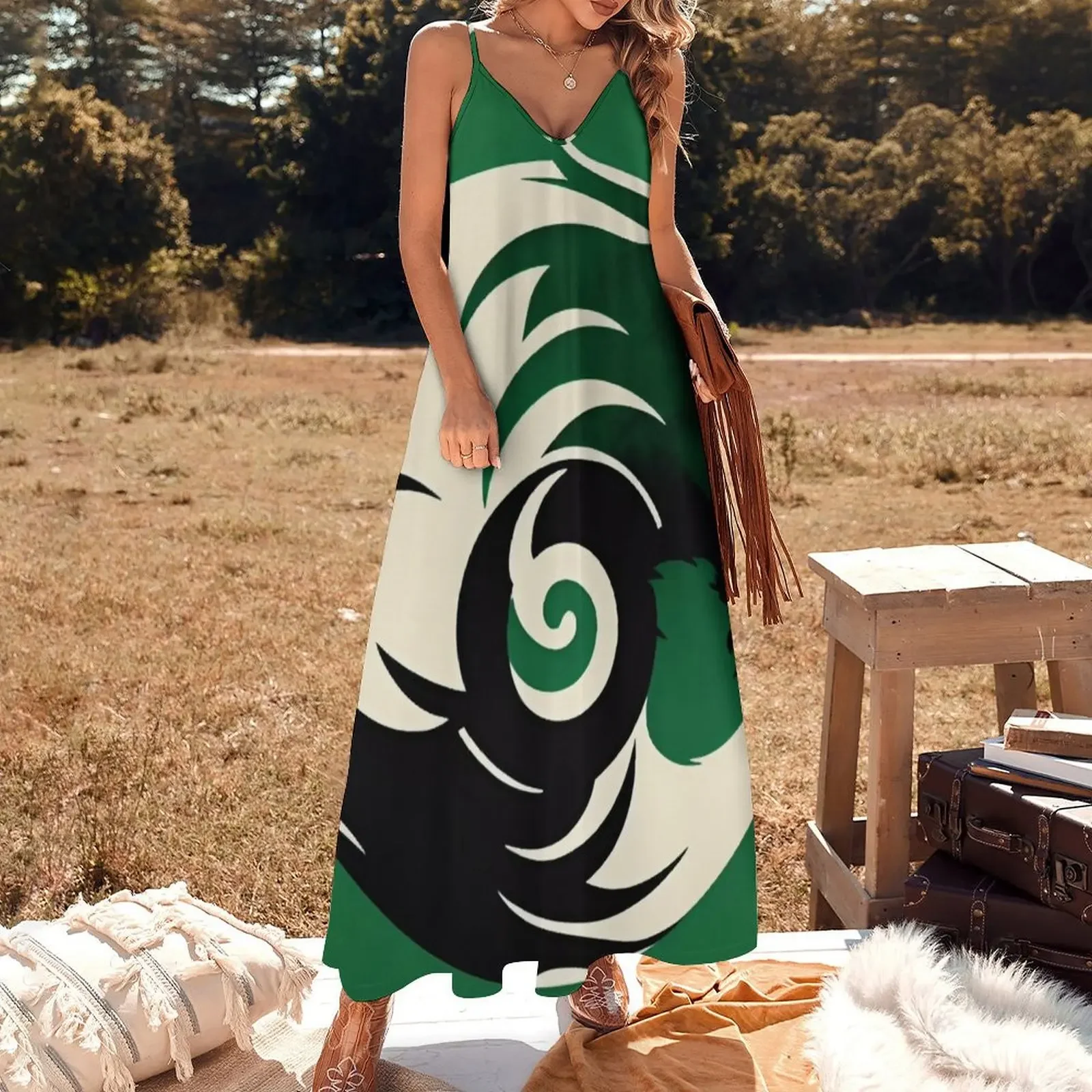 Forest Green Yin and Yang Sleeveless Dress clothes for woman elegant evening dresses for women 2025 wedding dresses for woman