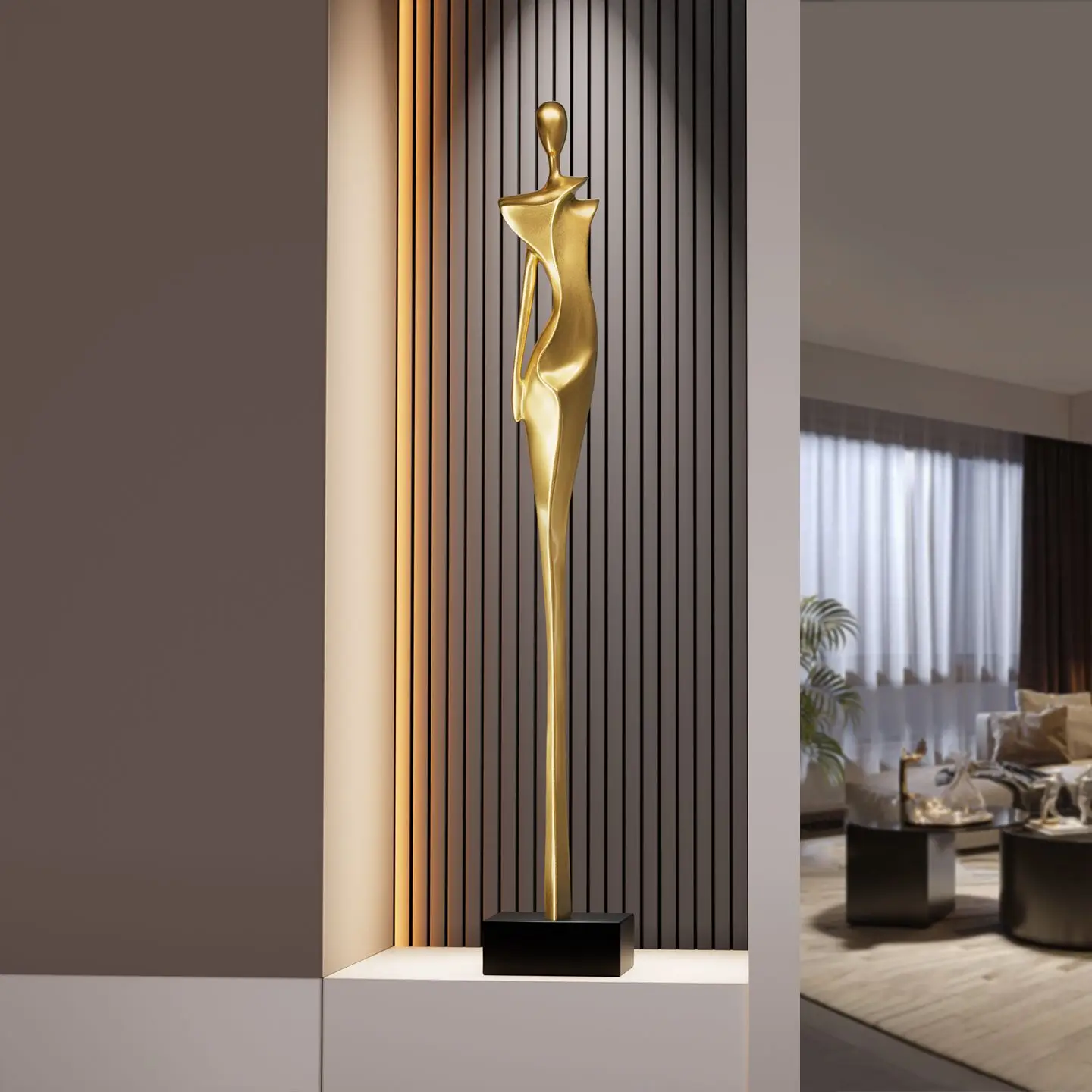 Luxuriöse Eingangsbereich-Dekoration Vertikale Hochwertige Wohnzimmer-Skulptur mit Künstlerischem Flair Minimalistische Figuren-Skulptur
