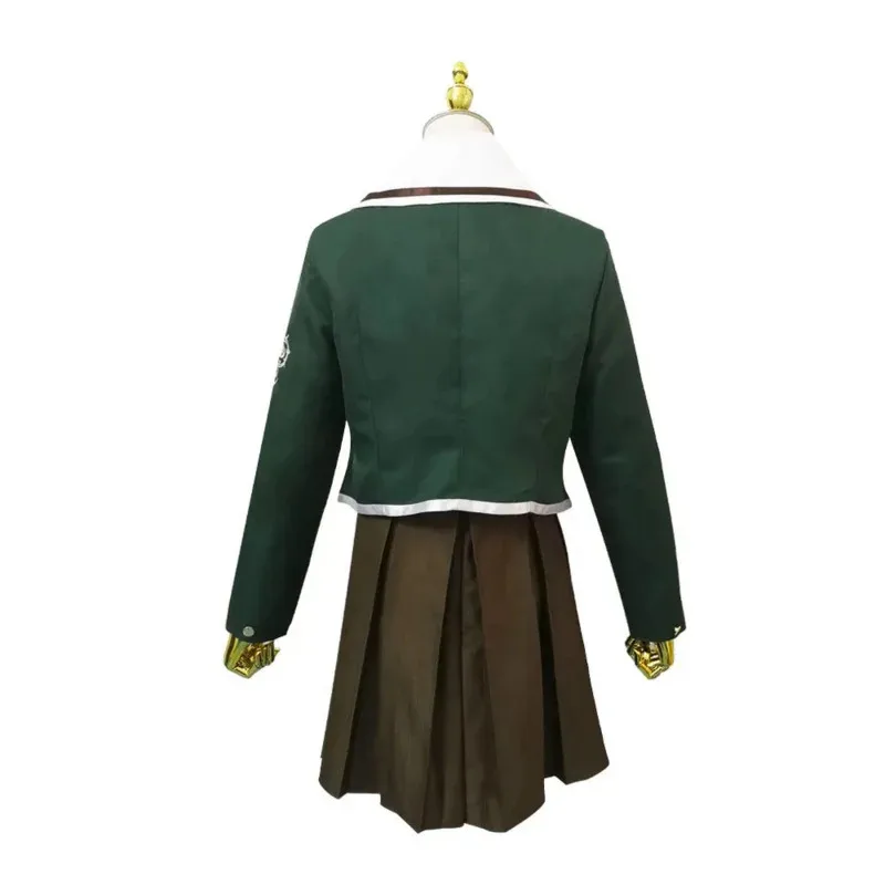 Juego Danganronpa Fujisaki Chihiro disfraz de cosplay Dangan Ronpa ropa de cosplay traje completo mujeres niñas vestido verde uniforme encantador