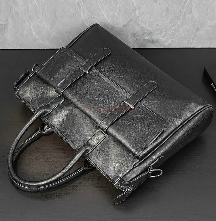 

1pcs Men's handbag, business bag, men's briefcase, men's diagonal cross bag, horizontal casual computer bag