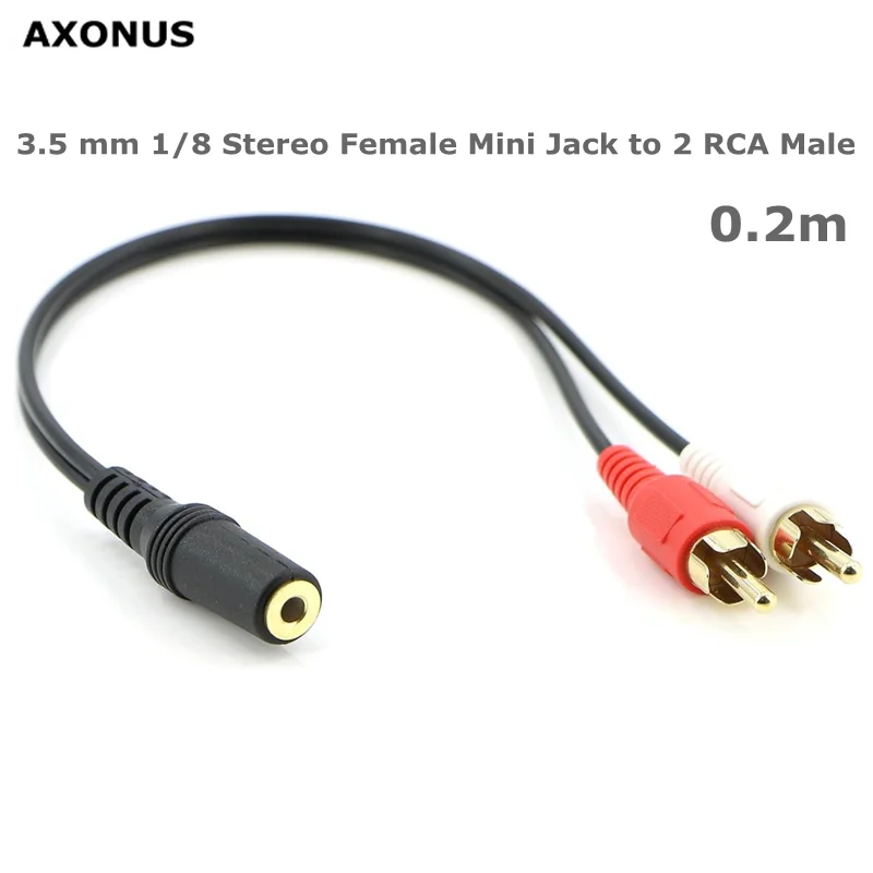0.2m 3.5 mm 1/8 Stereo Female Mini Jack to 2 RCA Male Plug Adapter Audio Y-Cable for Mobile Phone Headset Audio MP3 MP4