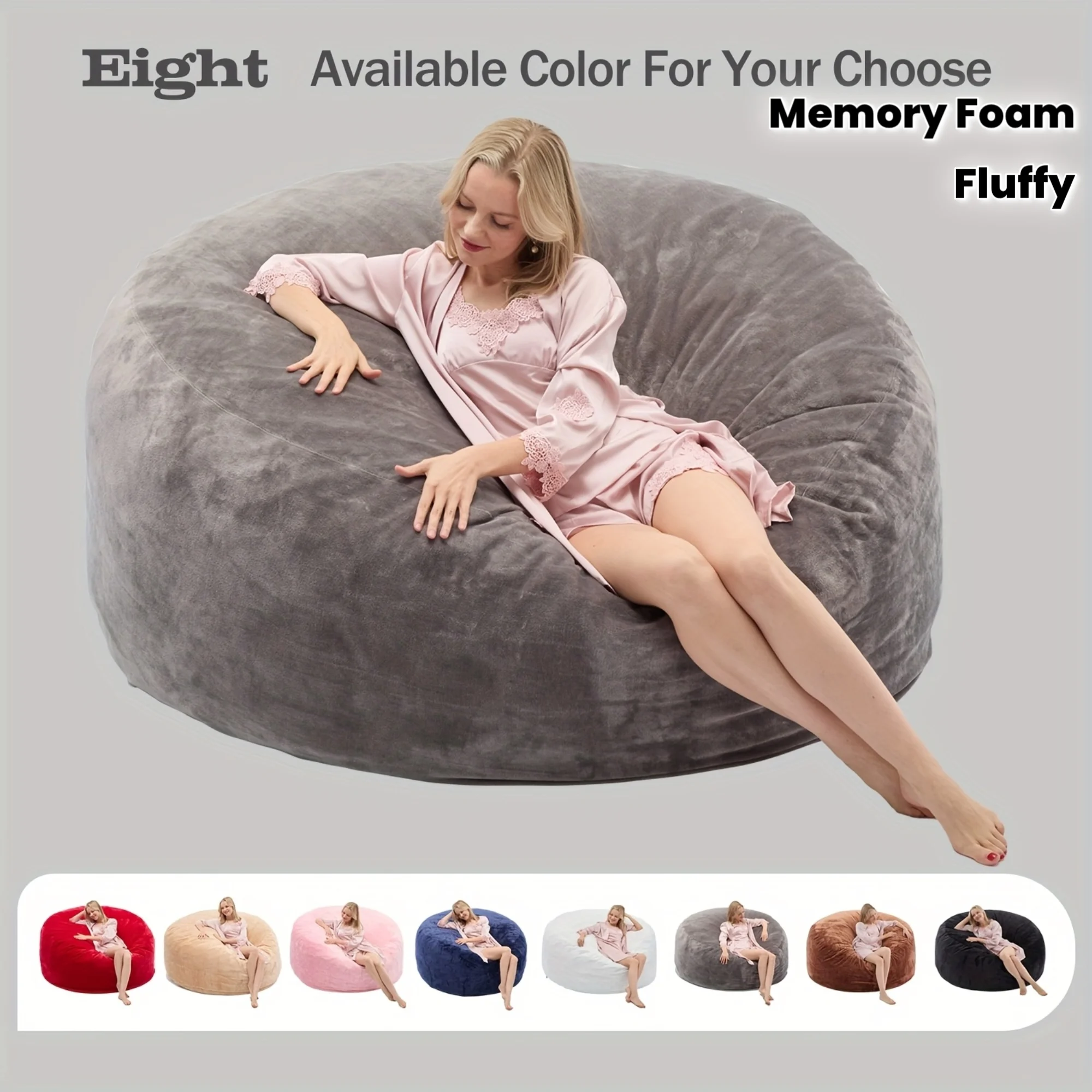 

Круглые мягкие и пушистые кресла-мешки, доступные в размерах 3 и 4 фута для взрослых, с наполнителем из пены с эффектом памяти и съемным чехлом.