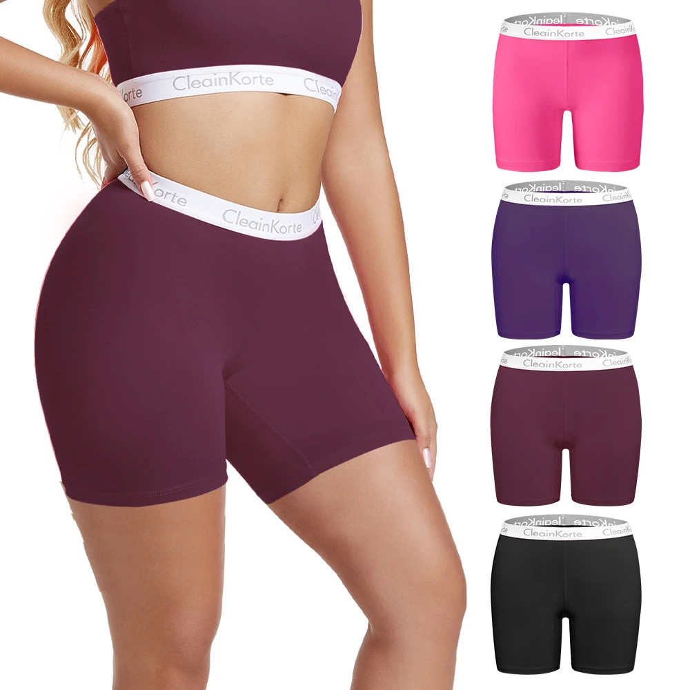 4 unids/set de talla grande para mujer, Boxer corto de algodón suave, bragas elásticas, ropa interior femenina, pantalones cortos protectores debajo de la falda