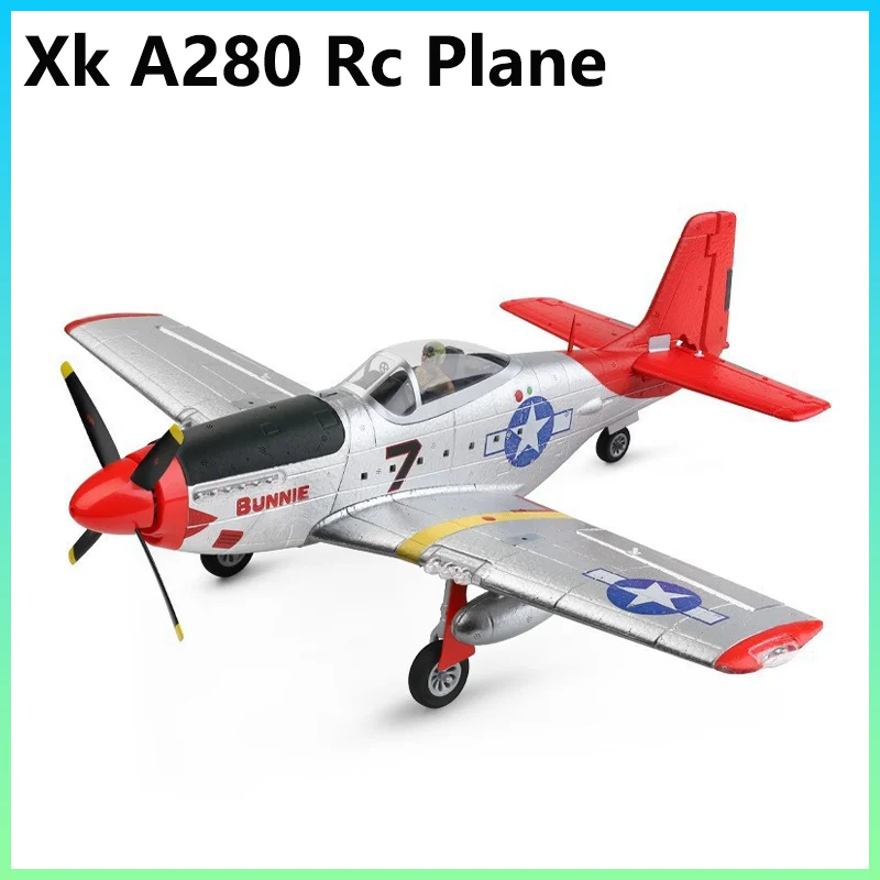 Xk A280 Rc 비행기 2.4g 4ch 3d6g 모드 항공기 P51 전투기 시뮬레이터 Led 서치 Rc 비행기 장난감 어린이 성인용