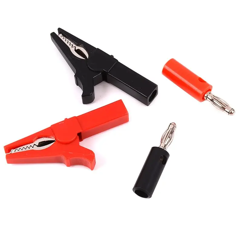 4PCS 55mm Alligator Clip + Banana Plug - 4mm Test Probe Cable Clips (Red+Black) for Stonego Test Accessories