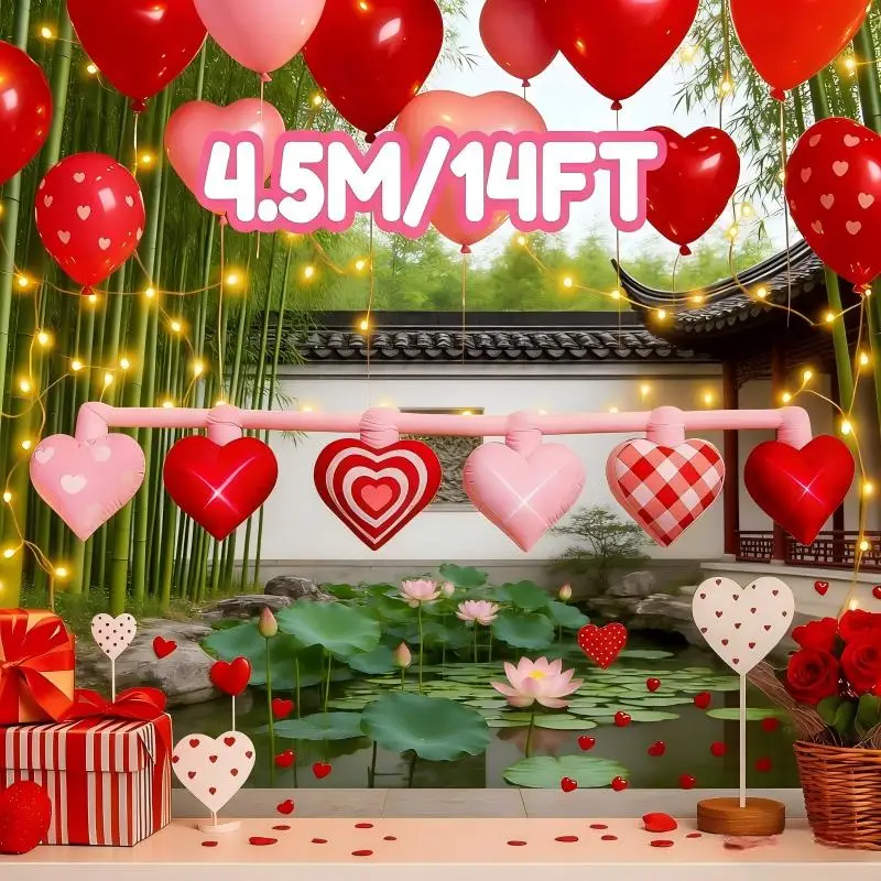 

Надувная игрушка на День святого Валентина, 4,5 м (14 футов), с декором «Сделай сам», светодиодной гирляндой «Любовь», украшение для двора, праздничный подарок