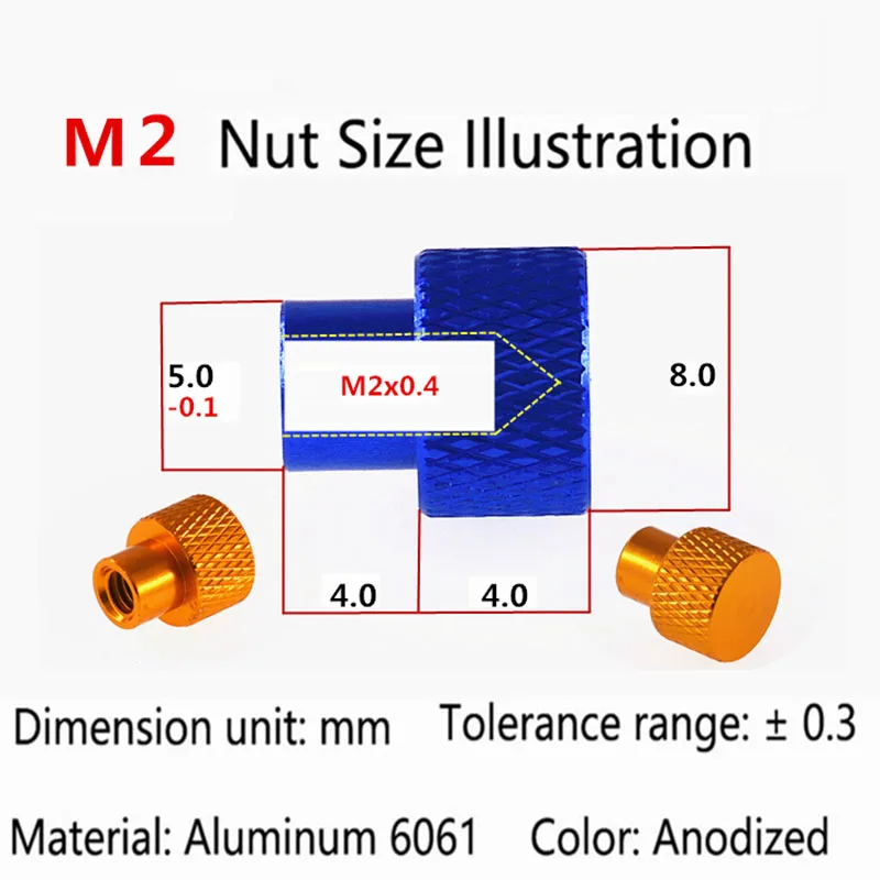 1Pcs M2 M2.5 Blind hole Aluminum Thumb Nuts Frame Hand Tighten Flange Nut Step Knurled Thumb Nut for FPV RC Models