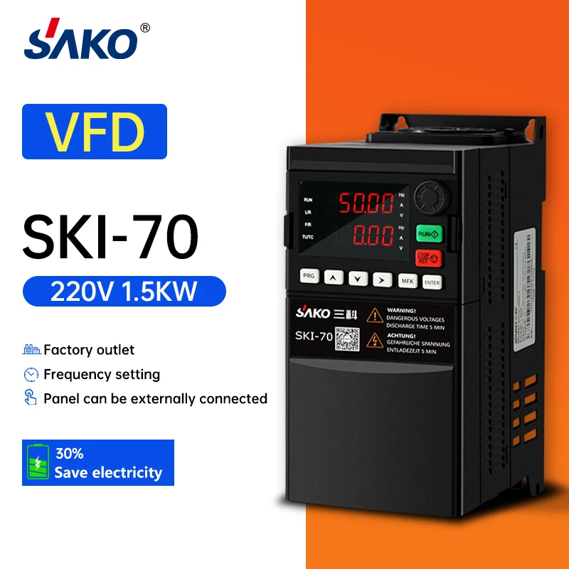 SKI70 1.5KW 220V Vfd Variable Frequency Drive Converter for AC Motor Speed Control Inverter