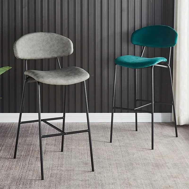 

Modern minimalist bar stools, hotel and restaurant backrests, household bar stools, iron and leather bar stools