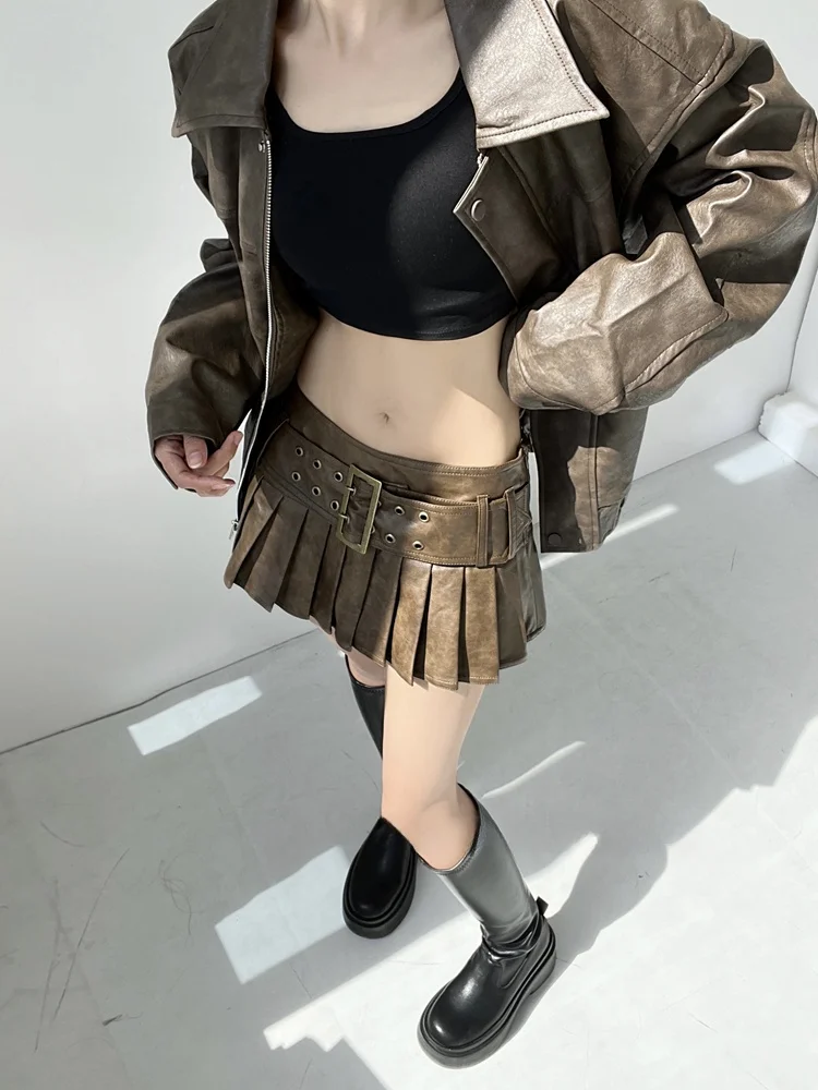 Jaet – manteau de motard rétro Vintage pour femmes, industrie lourde, automne hiver, Faion, Streetwear, col Long Sve