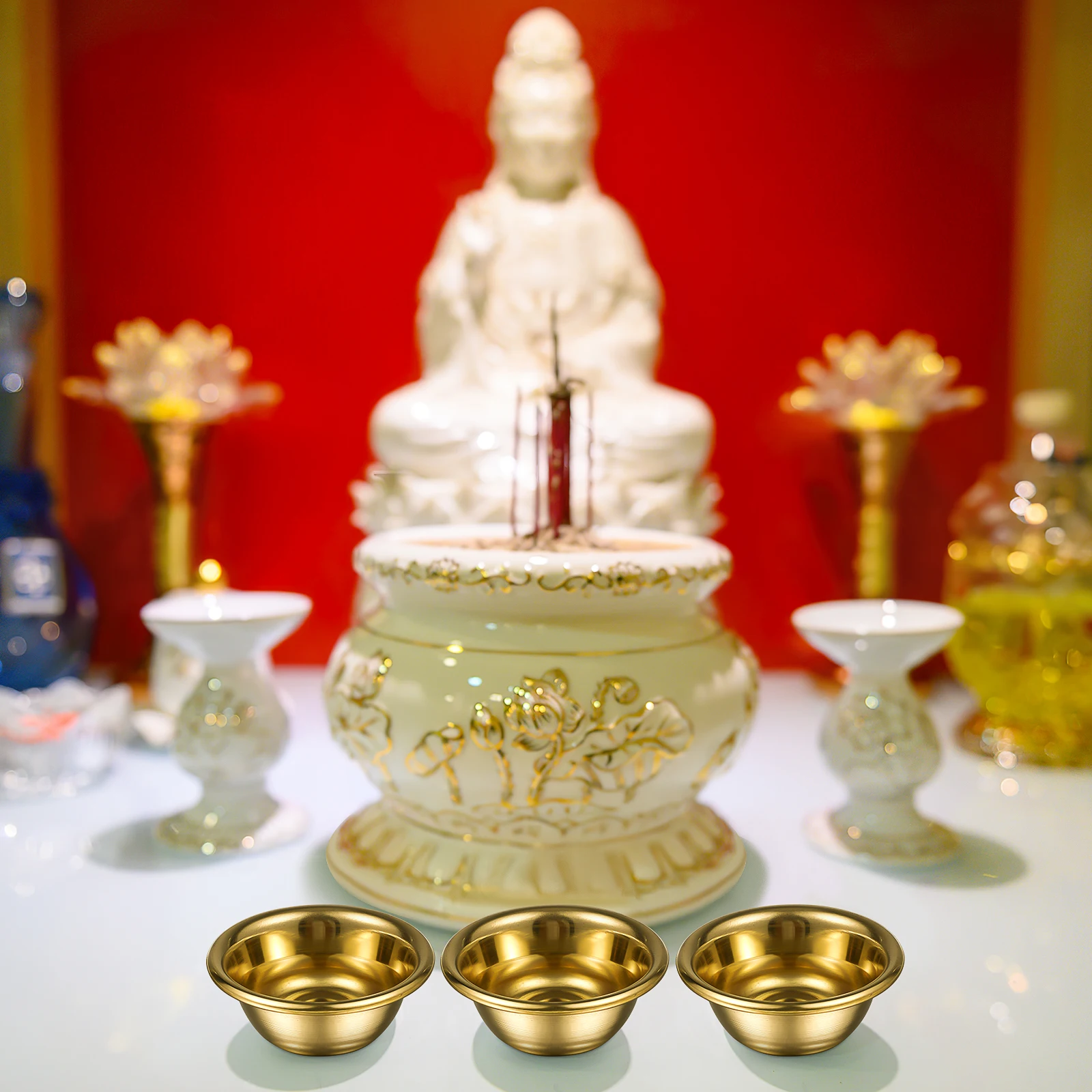 

7pcs Offering Bowl Set Copper Accessories Holy Water Cups Ritual Bowls For Home Temple Auspicious Bowl Food Storage