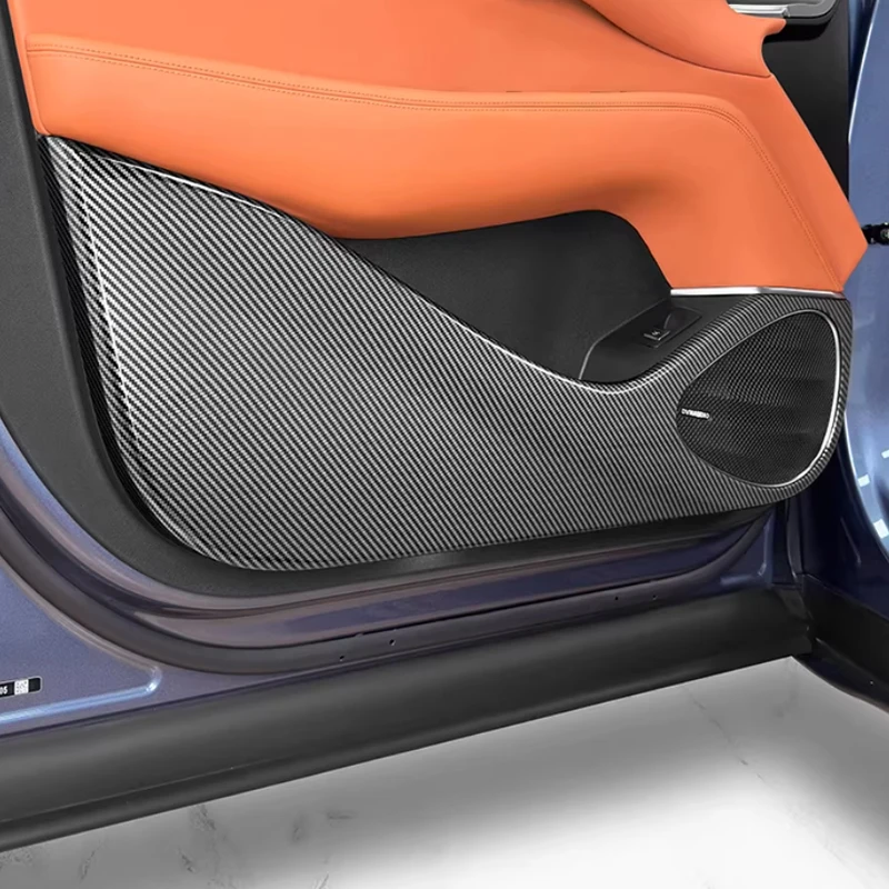 For For BYD Sealion 7 EV 2024 2025 26 ABS Carbon Fiber Inner Gate Door Panel Protection Anti Kick Frame Cover Interior Stickers