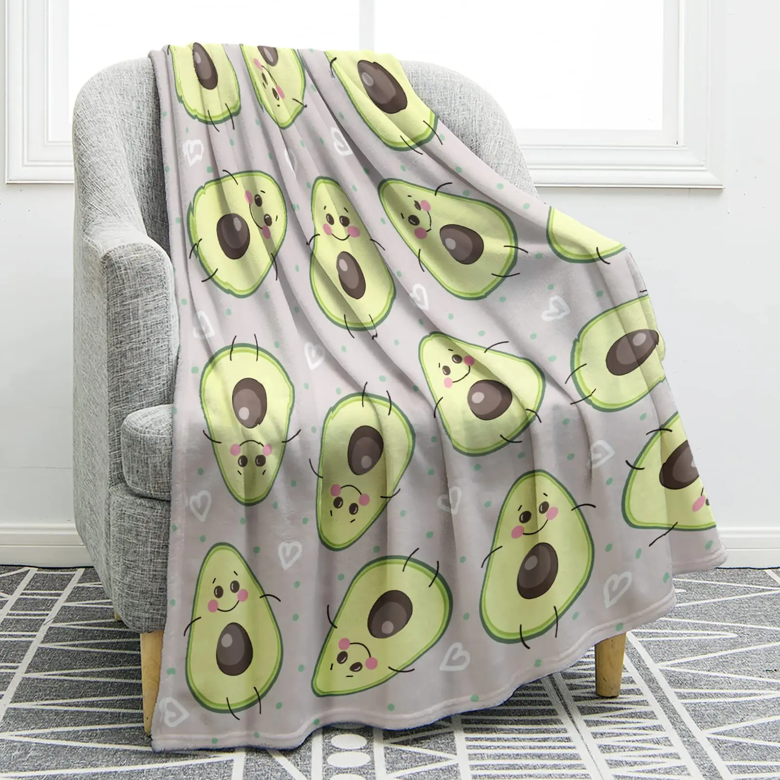 Avocado Blanket Gifts for Women Girls Bedroom Living Room Decor Soft Cozy Lightweight Cute Cartoon Fruit Plush Throw Blanket