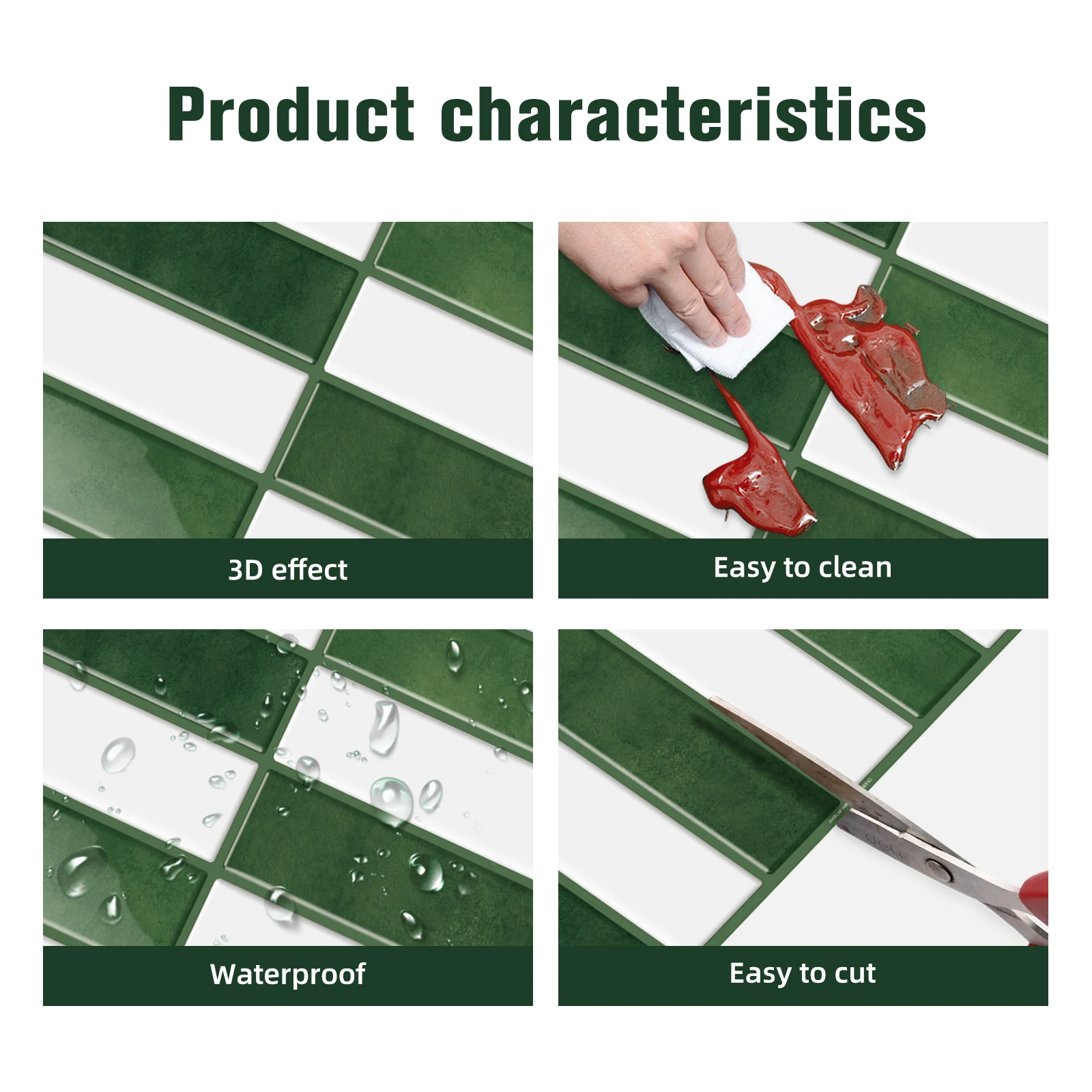 5/10 Sheets 3D Self-Adhesive Wall Tile Stickers Easy To Install Vinyl Wallpaper for Kitchen Bathroom Apartment Wall Decoration
