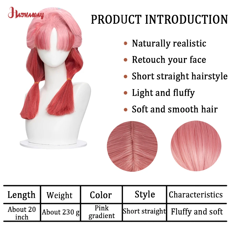 Synthetic Wig Game Hero Wig Cosplay Kyubi No Youko Da Ji Wig Cosplay Fake Hair Accessories Pink Full Headgear Holiday Wear Wig