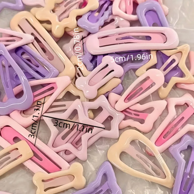 10/20/30 Stück gemischtes Set hellrosa herzförmiger und schleifenförmiger Haarspangen | Geeignet für Mädchen als Party- oder Weihnachtsgeschenk. – Detail 4