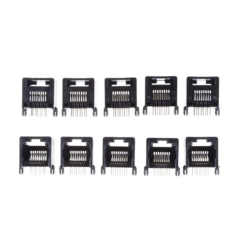 10Pcs Unshielded RJ11 RJ45 8P8C Network Modular PCB Connector Jacks Connectors.