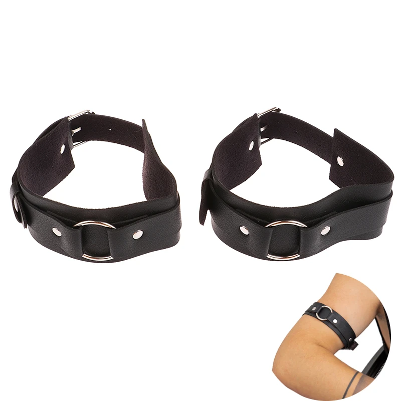 Men Sexy PU Leather Armband Bracelet Harness Belts Adjustable Bondage Arm