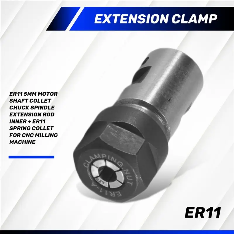 Top Sale Er11 5Mm Motor Shaft Collet Chuck Spindle Extension Rod Inner + Er11 Spring Collet For Cnc Milling Machine view 5