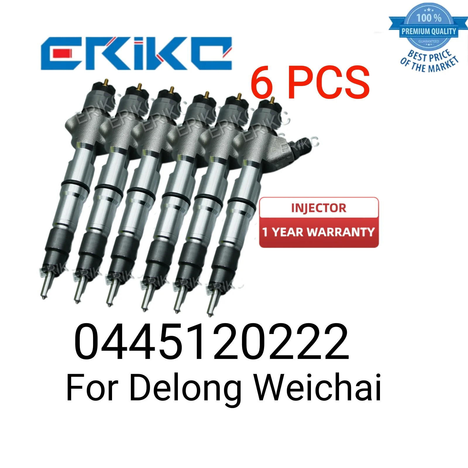 6 PCS 0445120222 Nozzle Injector 0 445 120 222 Diesel Fuel Injector 0445 120 222 Fuel Injector Assembly for Delong Weichai