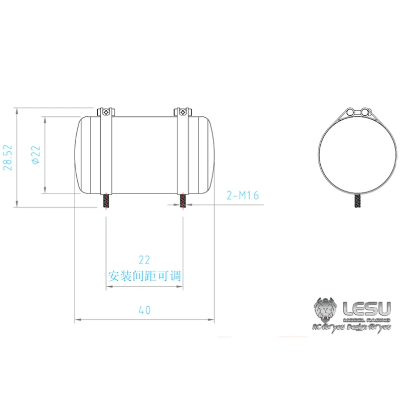 1:14 RC Truck Rear Crossmember Metal Air Tank Kit LESU G-6121 For Tamiya 1/14 RC Tractor Truck Series Accessories Parts view 6