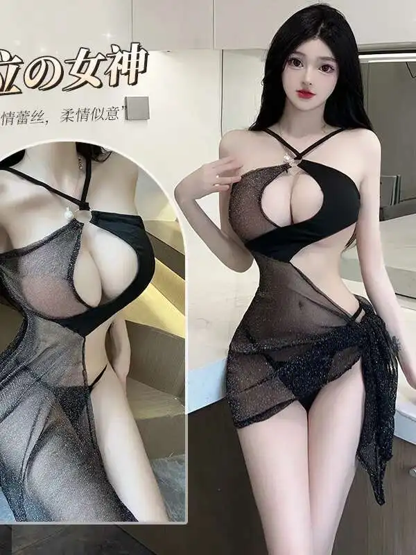 Femmes chaude Sexy pure maille transparente robe élégante dentelle chaude Sexy coréenne femmes Mini robe hauts doux 2024 nouveau N5GA