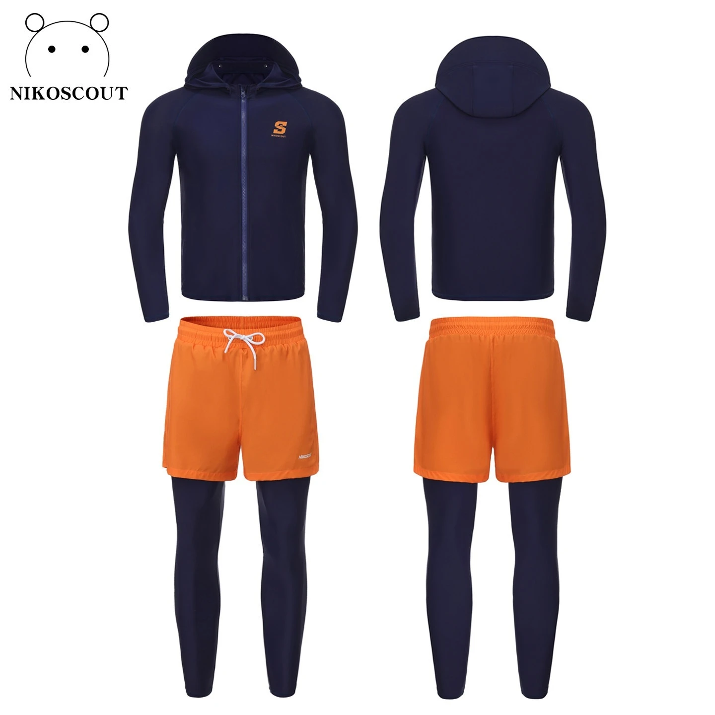 Swimsuit men's long sleeved split surfing swimsuit sunscreen men's quick drying adult three piece set for teenagers