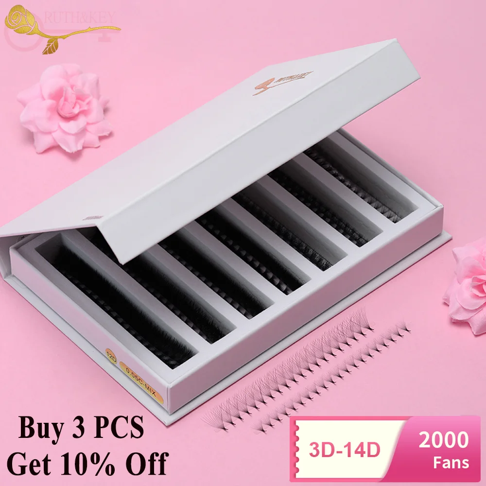 2000 Fans 0.05 0.07 Mix C D Lash Promade Russian Volume Natural Handmade 8D 12D 14D Ultra Speed Top Premade  Lashes Extensions
