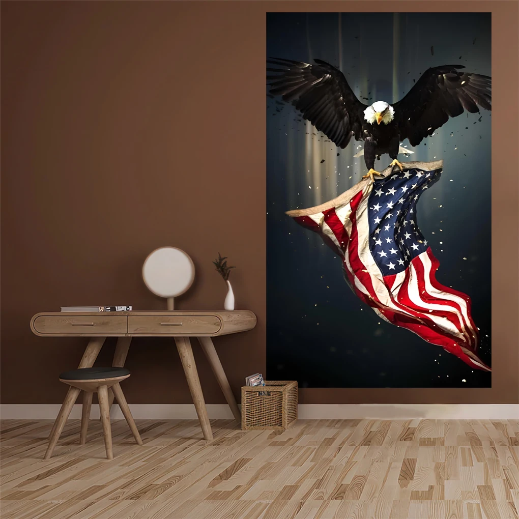 American Flag Bald Eagle Tapestry Art Backdrop For Bedroom Home Dorm Party Decor Wall Hanging Background Cloth Birthday Gift