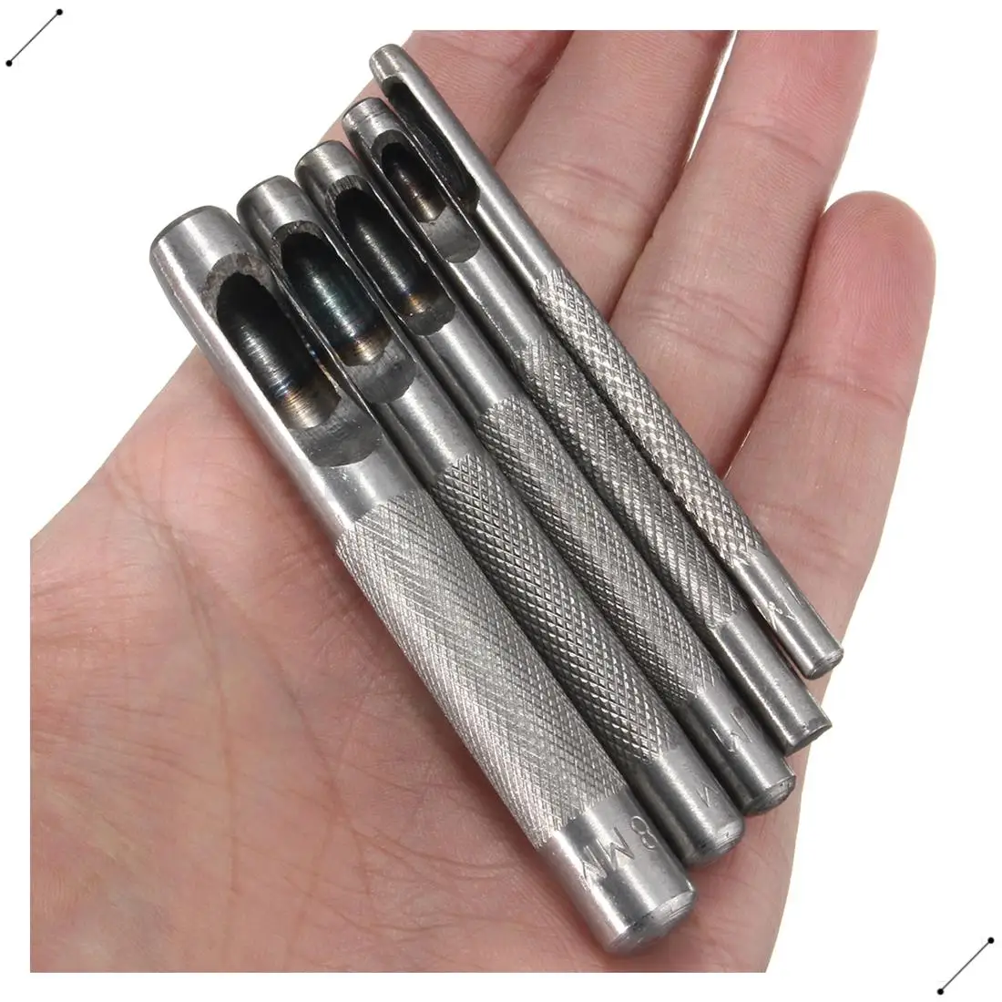 5Pcs Hole Leather Belt Cutter Craft Hollow Punch DIY Tool 3Mm-8Mm Set Puncher