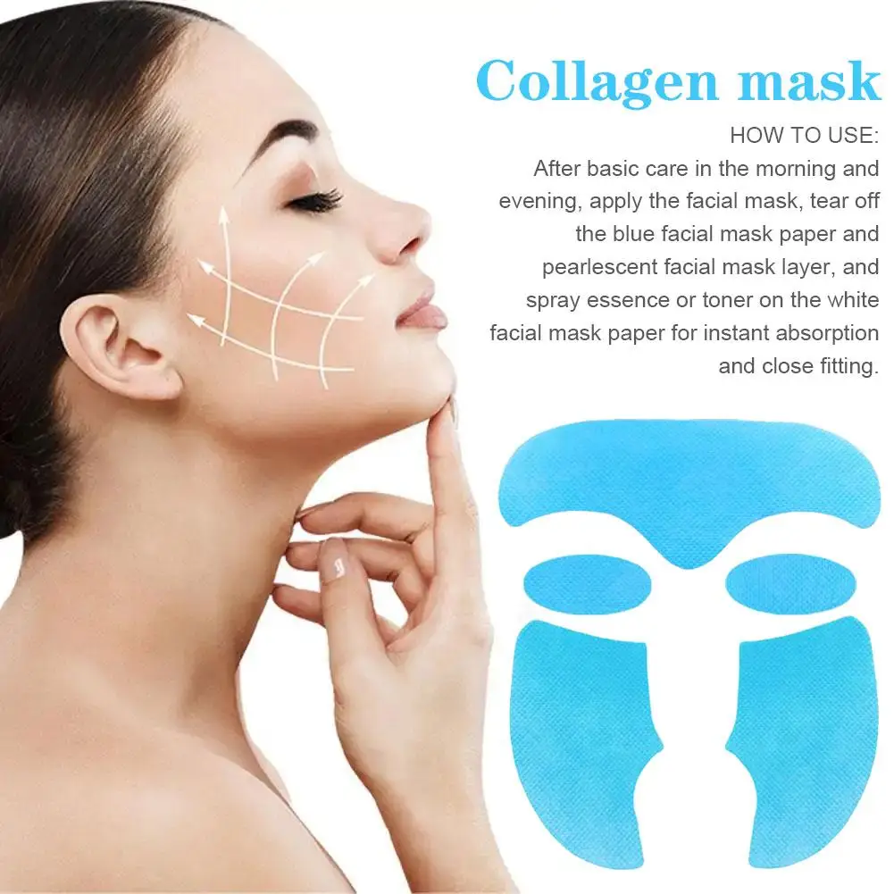 Película de colágeno para mascarilla Facial, 5 piezas, Soluble en agua, para el cuidado de la piel