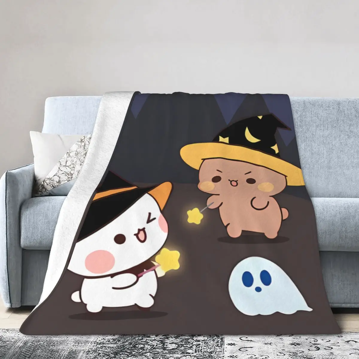 

DuDu Bear And BuBu Bear Warm Flange blankets Soft and comfortable blanket picnic blanket birthday gift