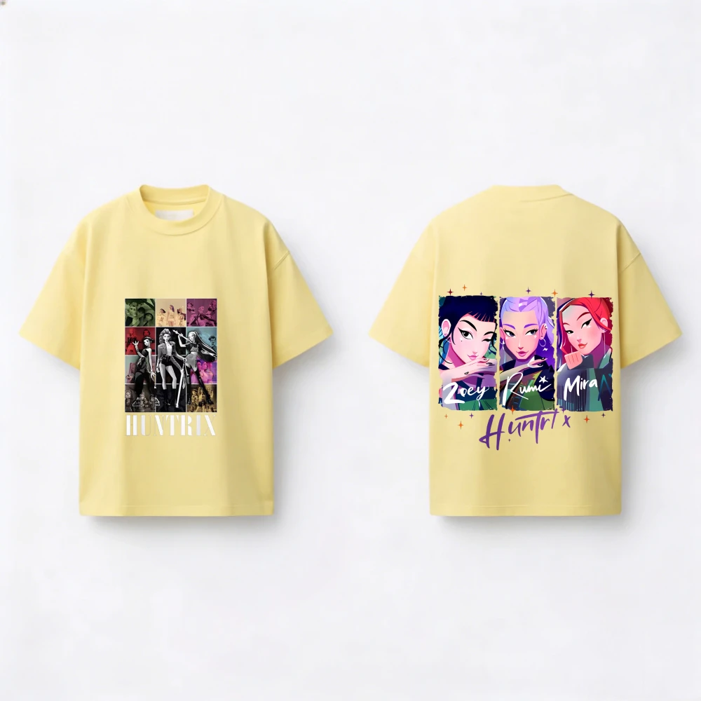 الرضع بنين بنات ملابس Huntrix KPOP شيطان الصيادين طباعة الاطفال قصيرة الأكمام بلايز الرياضة ملابس يومية 2025 الصيف قصيرة الأكمام تيز