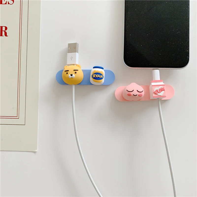 Universal Cartoon Magnetic Desk USB Cable Organizer Clip Wire Earphone Phone Line Cord Protector Winder Tidy Holder Management