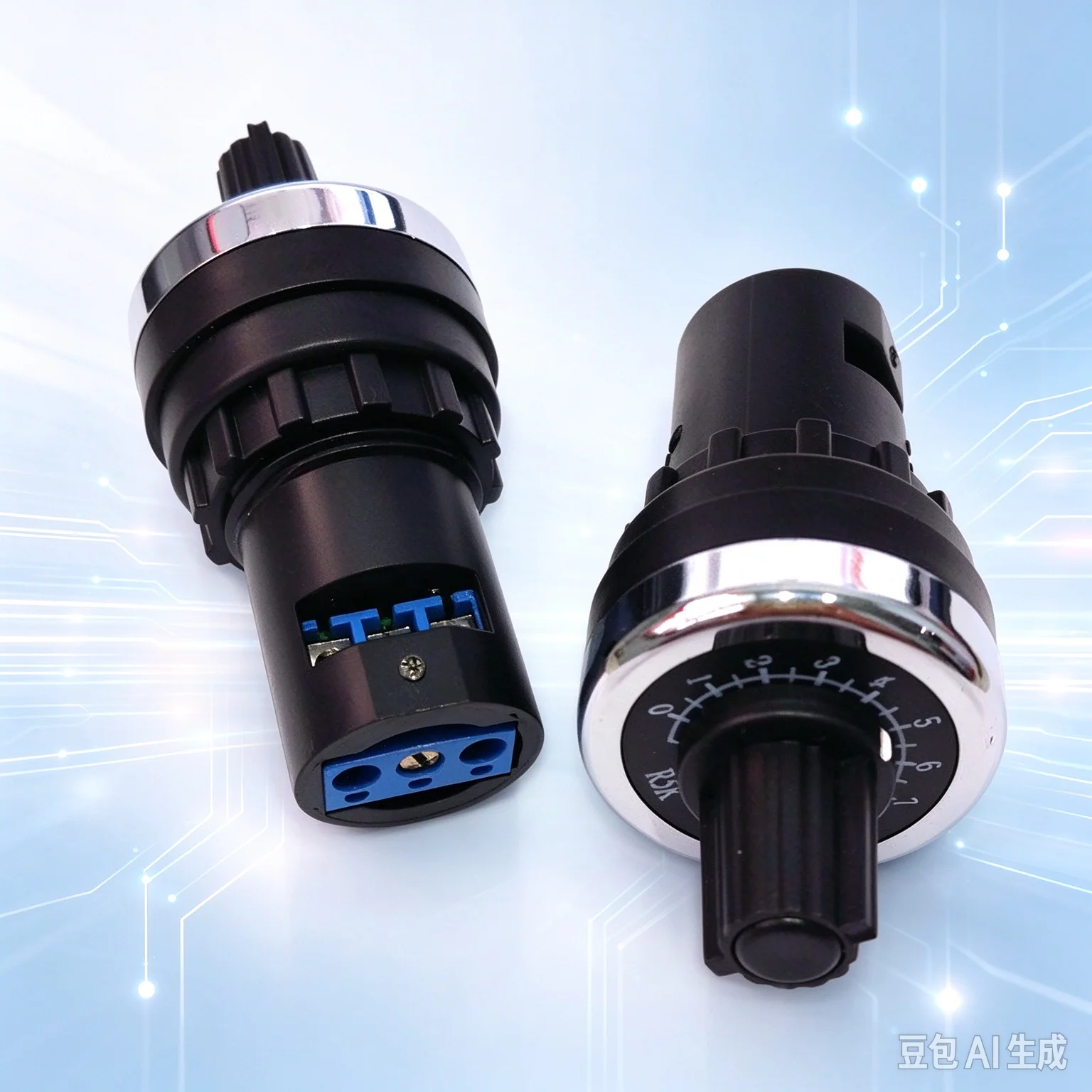 10pcs  Round Single-Turn WIW22S Potentiometer LA42DWQ-22 22mm Hole 10K with Knob for Inverter Speed Control