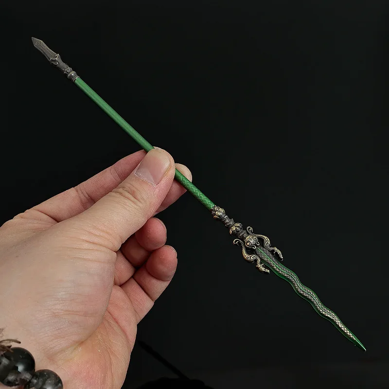 Wukong jeu armes périphériques modèle Robe blanche érudit longue lance 22 cm tout en métal jouet pour enfants garçon cadeau épée et couteaux accessoires