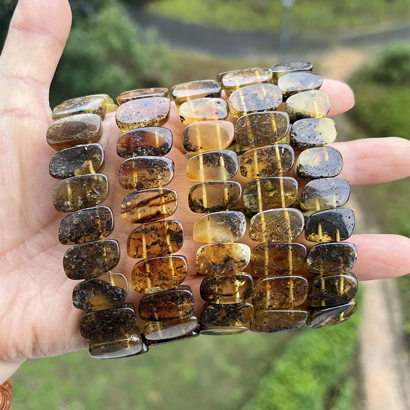 100% Real Amber Bracelet&Bangle for Gift 2025 Unique Baltic Diy Oval Medical Beads Original Natural Stone Fine Jewelry Wholesale