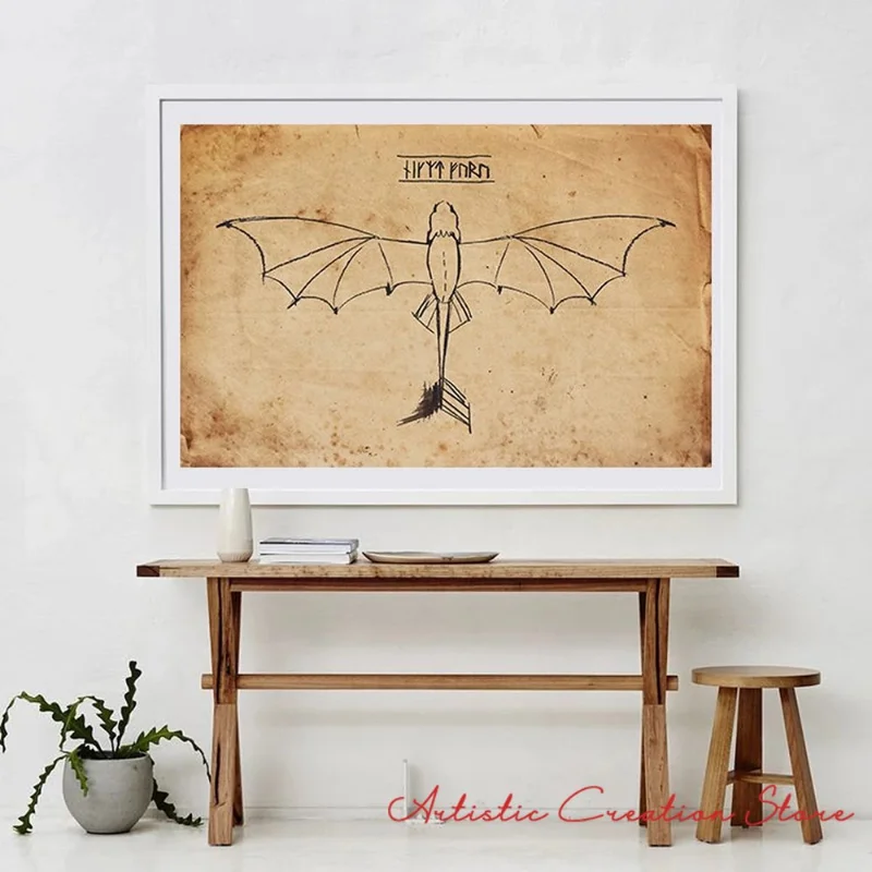 HOW To Train Your Dragon Posters Vintage Minimalist Line Canvas Print Wall Art Pictures for Kids Room Bedroom Home Decor Gifts