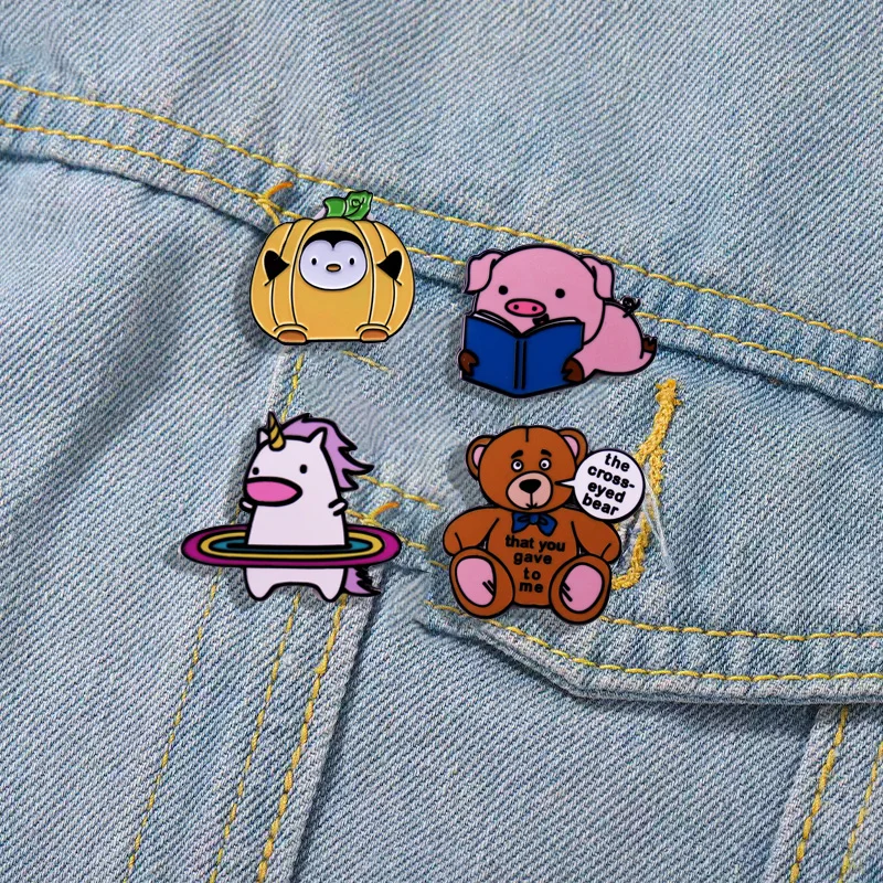 Cute Animal Enamel Pin Kawaii Sheep Cat Unicorn Brooch Badge Student School Bag Pin Children’s Day Unique Jewelry Gift