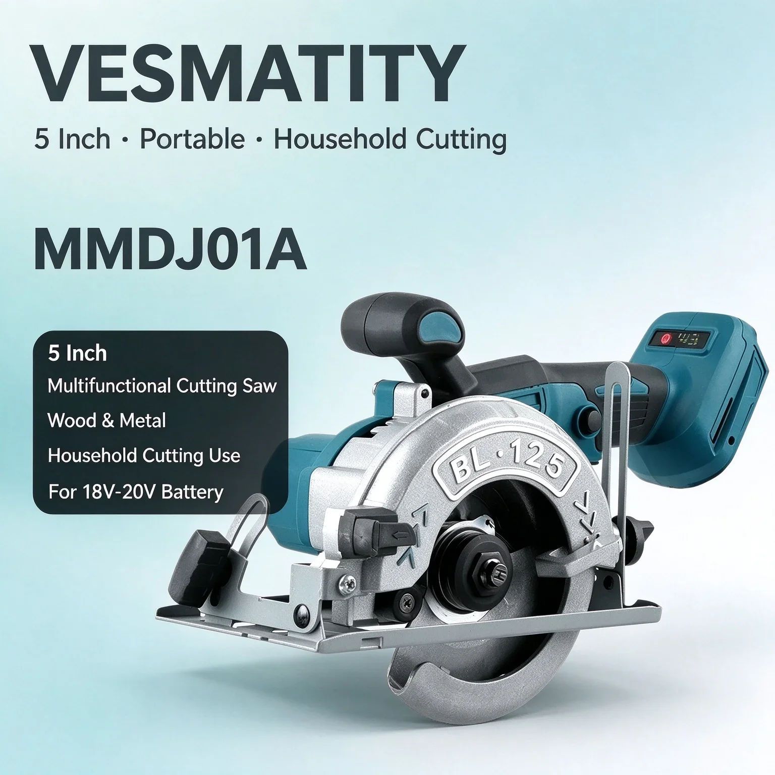 Multifunctional Cutting Saw MMDJ01A 5 Inch Portable Hand Tool for Wood Metal Household Cutting Use For 18V-20V Battery