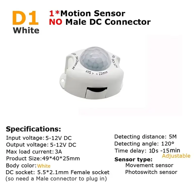 AT19-12V Motion Sensor Light Switch Automatic Movement Detector On OFF LED Strip Light PIR Motion Sensor Switch 2 Green DC