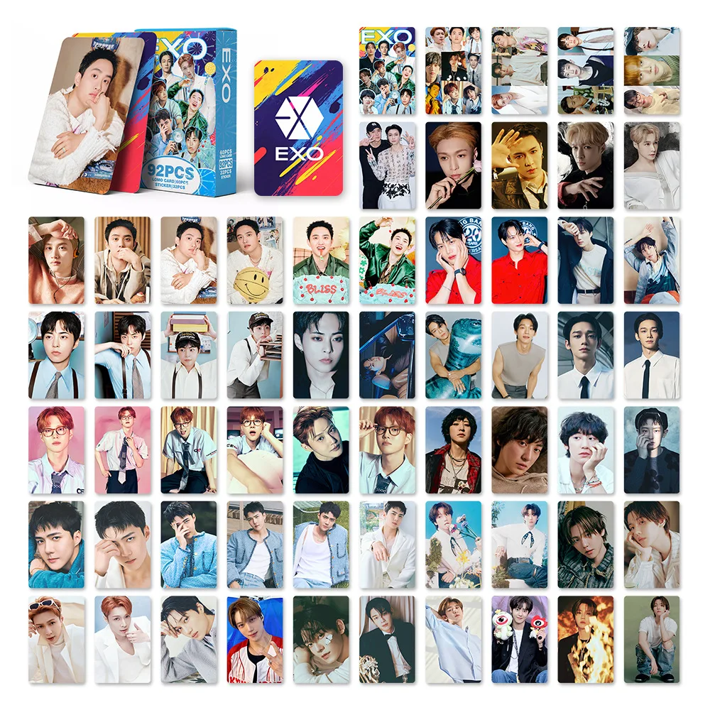 

92Pcs/Set Kpop Idol EXO BAEKHYUN SeHun KAI SUHO ChanYeol SeHun XIUMIN D.O. New Series Lomo Cards Stickers Postcards Fans Gifts